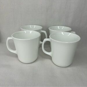 Set of 4 Corning USA White Ceramic Coffee/Tea Mugs 8-10 oz cozy cottage core